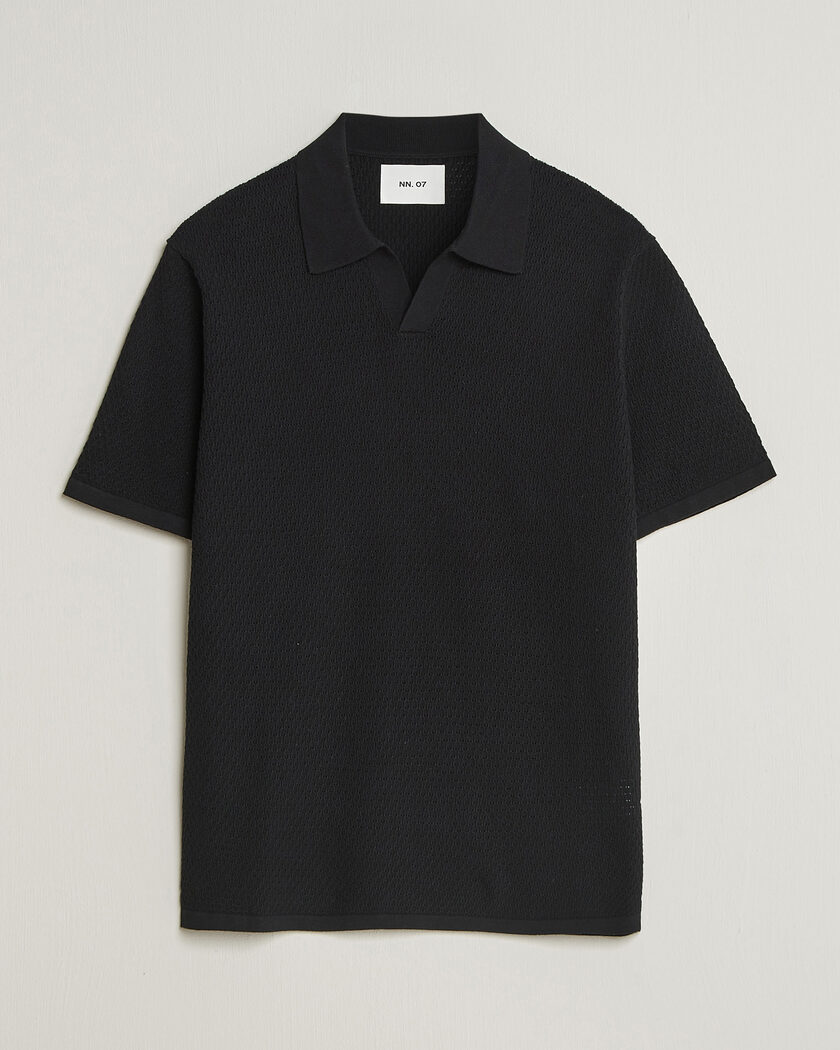 NN07 Paul Knitted Polo Black – Svart