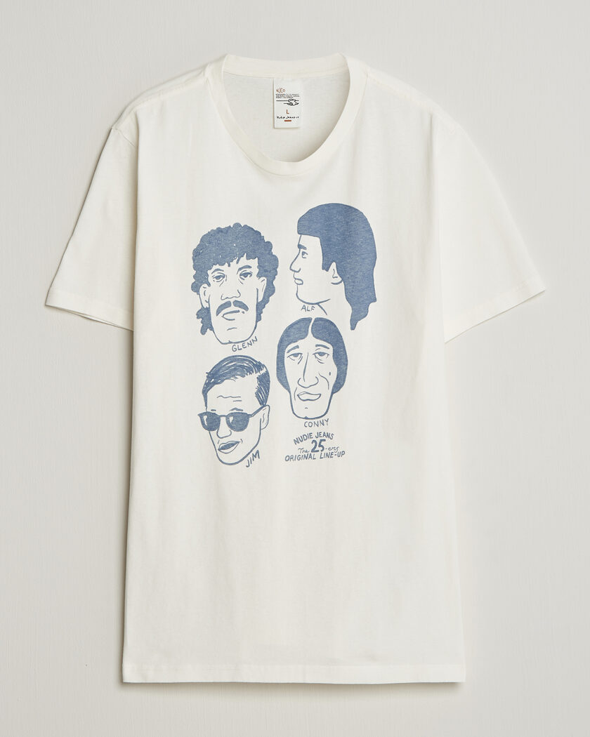 Nudie Jeans Roy Fab Four T-Shirt Chalk White – Hvit