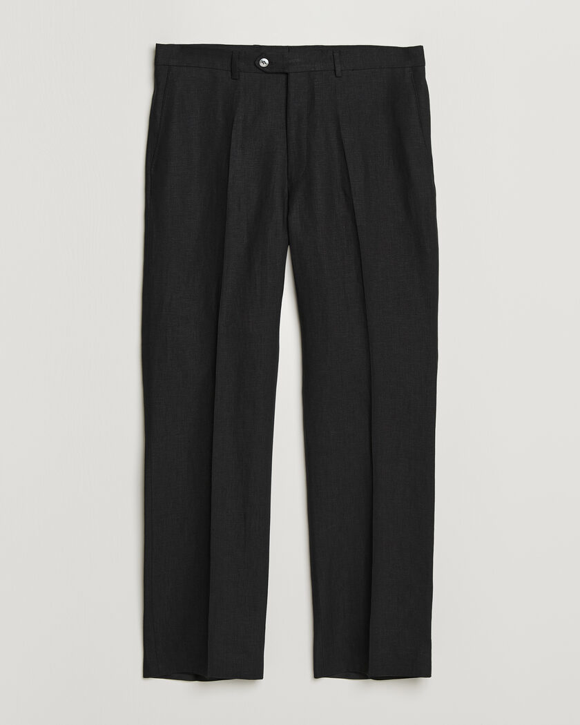 Oscar Jacobson Dell S Linen Trousers Black – Svart