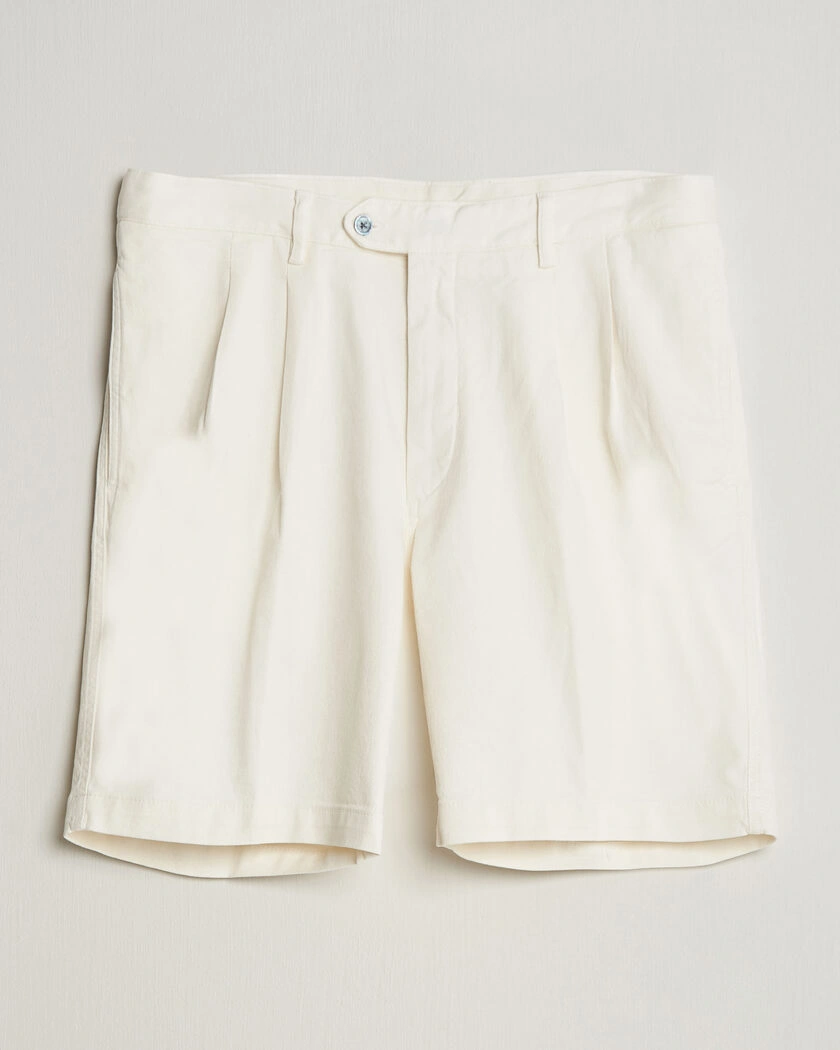 Oscar Jacobson Tanker Pleat Shorts White – Hvit