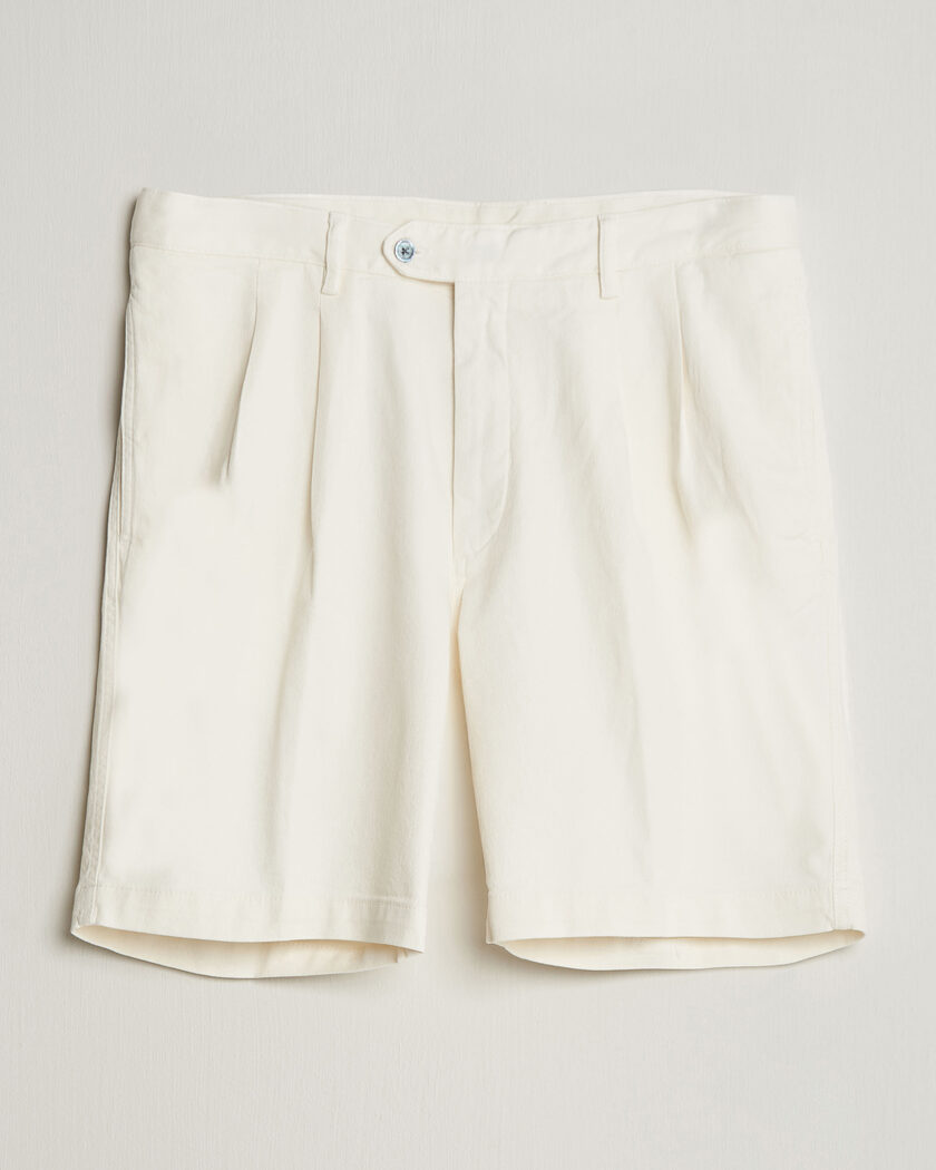 Oscar Jacobson Tanker Pleat Shorts White – Hvit