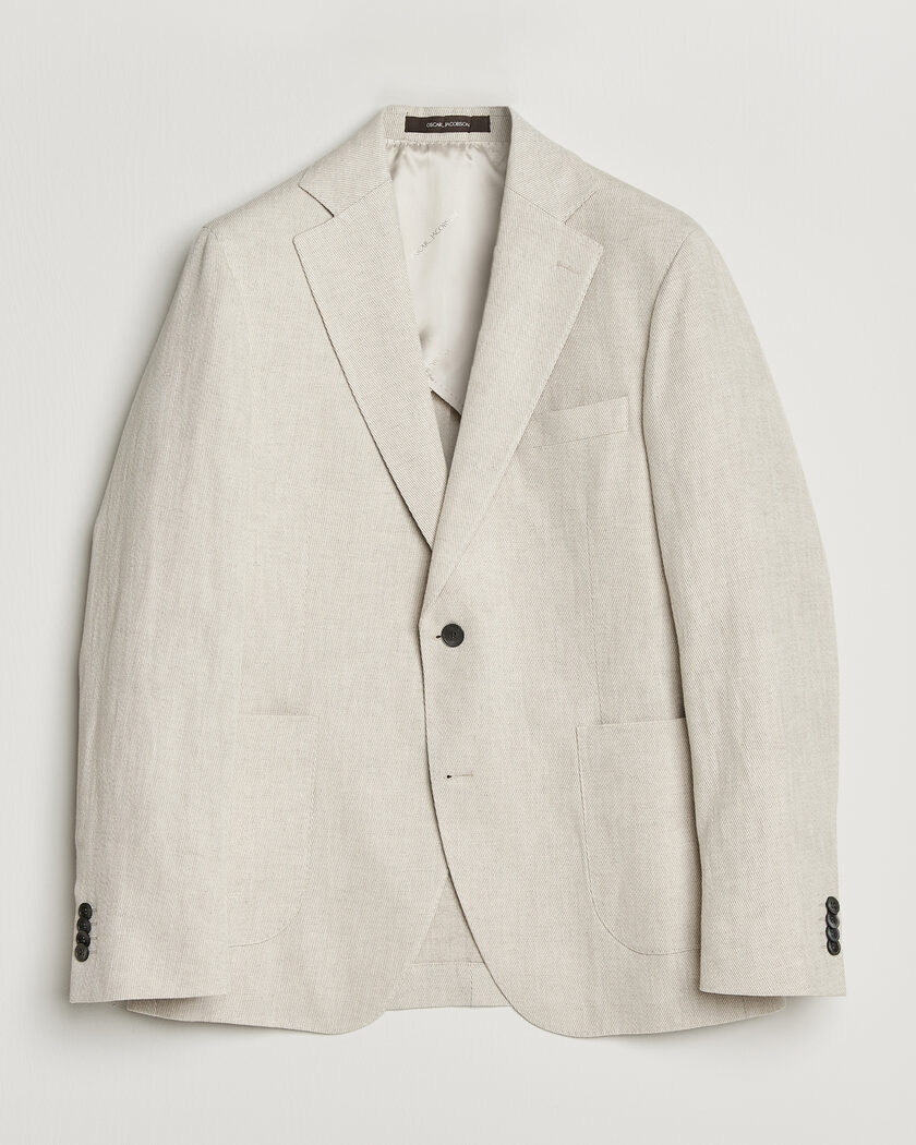 Oscar Jacobson Ferry Patch Cotton/Linen Blazer Off White – Hvit
