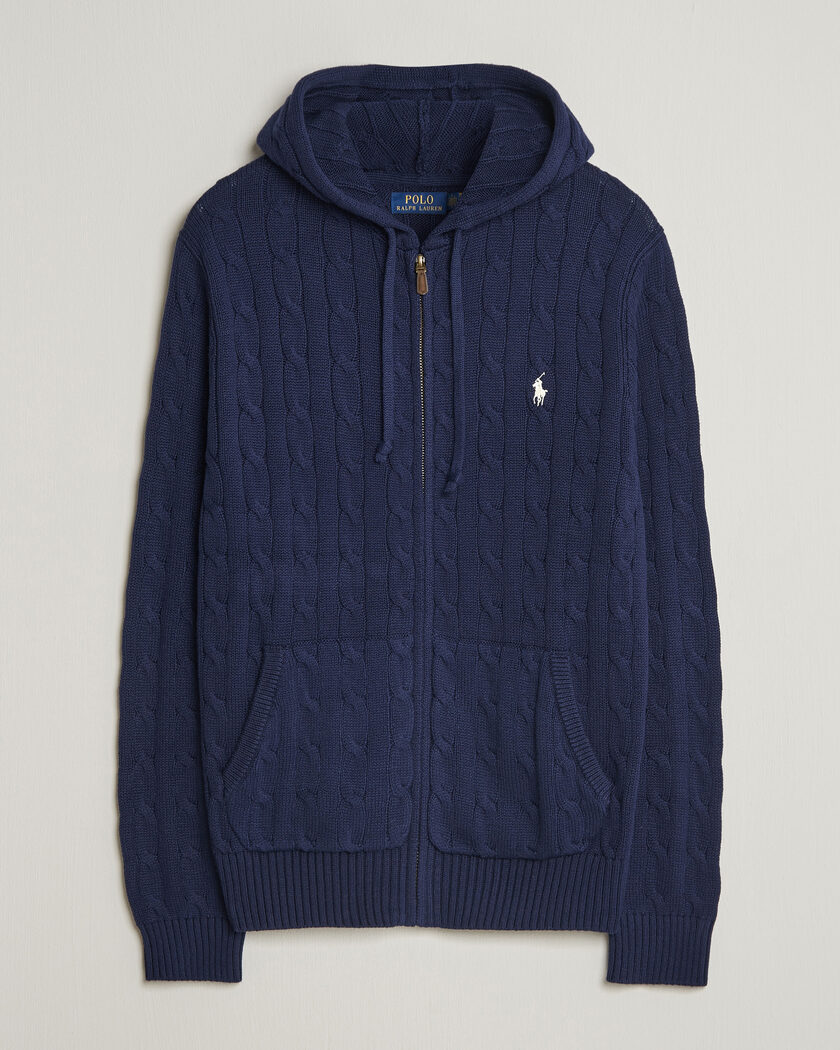 Polo Ralph Lauren Knitted Full Zip Sweater Bright Navy – Blå
