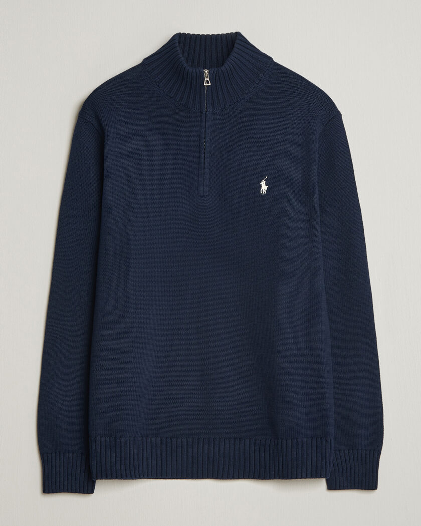 Polo Ralph Lauren Cotton Crew Neck Half-Zip Hunter Navy - Blå - Half-zip - Størrelse: S