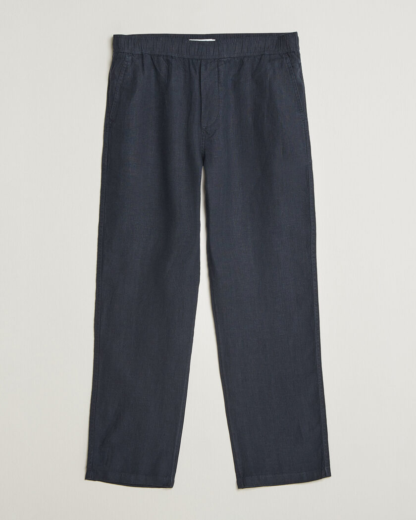 Samsøe Samsøe Jabari Linen Drawstring Trousers Salute Navy – Blå