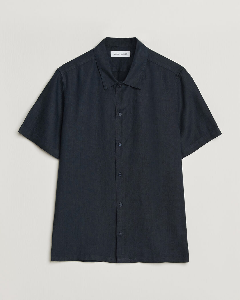 Samsøe Samsøe Avan Linen Short Sleeve Shirt Salute Navy – Blå