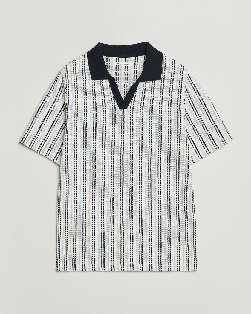 Samsøe Samsøe Mac Striped Knitted Polo Blue/White – Blå