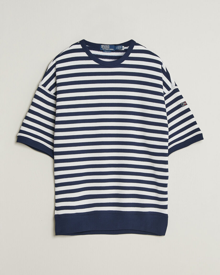 Polo Ralph Lauren Striped Short Sleeve Sweater Newport Navy/White – Blå