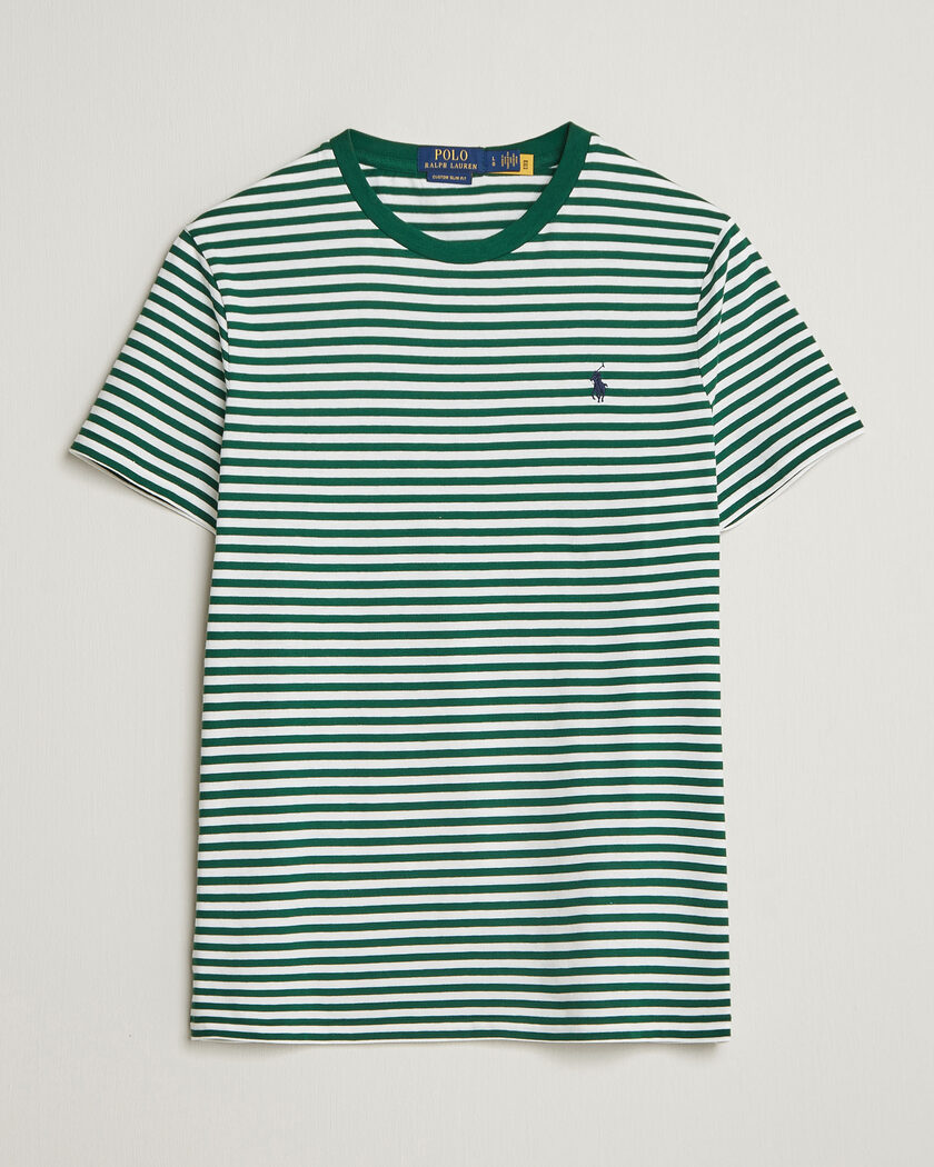 Polo Ralph Lauren Crew Neck Striped T-shirt New Forest/White – Grønn