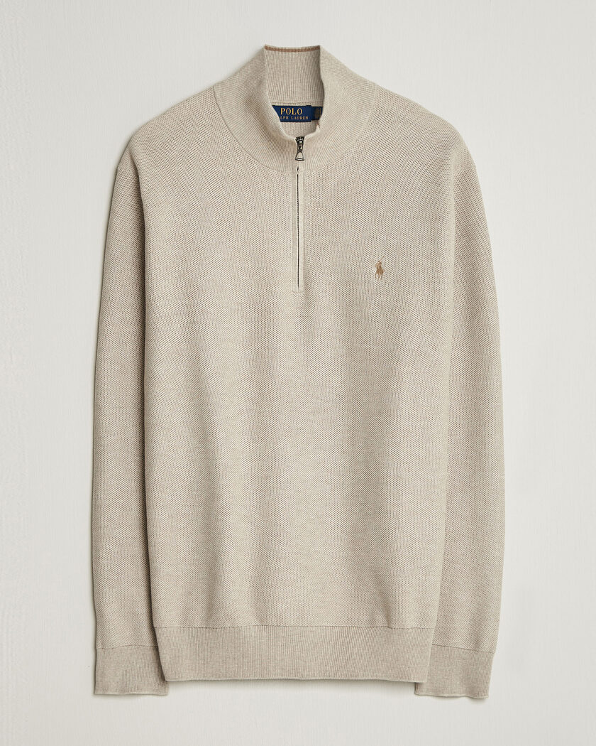Polo Ralph Lauren Textued Half-Zip Light Walnut Brown Heather - Brun - Half-zip - Størrelse: S