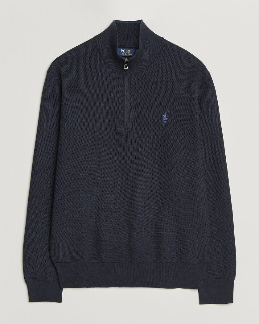 Polo Ralph Lauren Textured Half-Zip Navy Heather - Blå - Half-zip - Størrelse: M