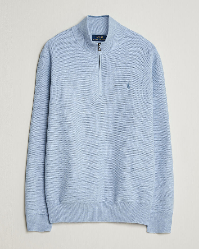 Polo Ralph Lauren Textured Half-Zip Blue Hyacinth Heather - Blå - Half-zip - Størrelse: S