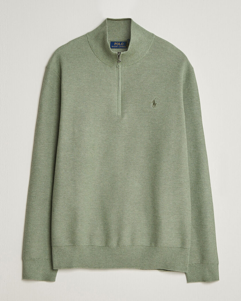 Polo Ralph Lauren Textured Half-Zip Fern Green Heather - Grønn - Half-zip - Størrelse: L