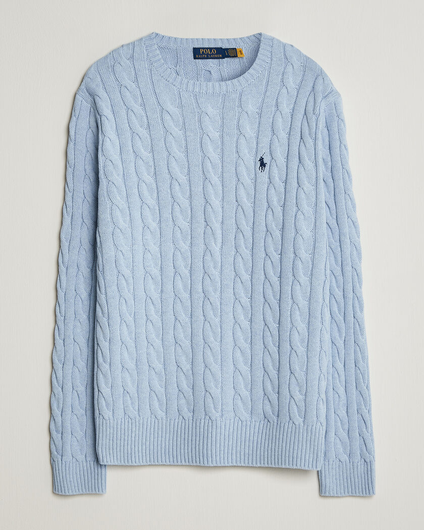 Polo Ralph Lauren Cotton Cable Pullover Blue Hyacinth Heather – Blå