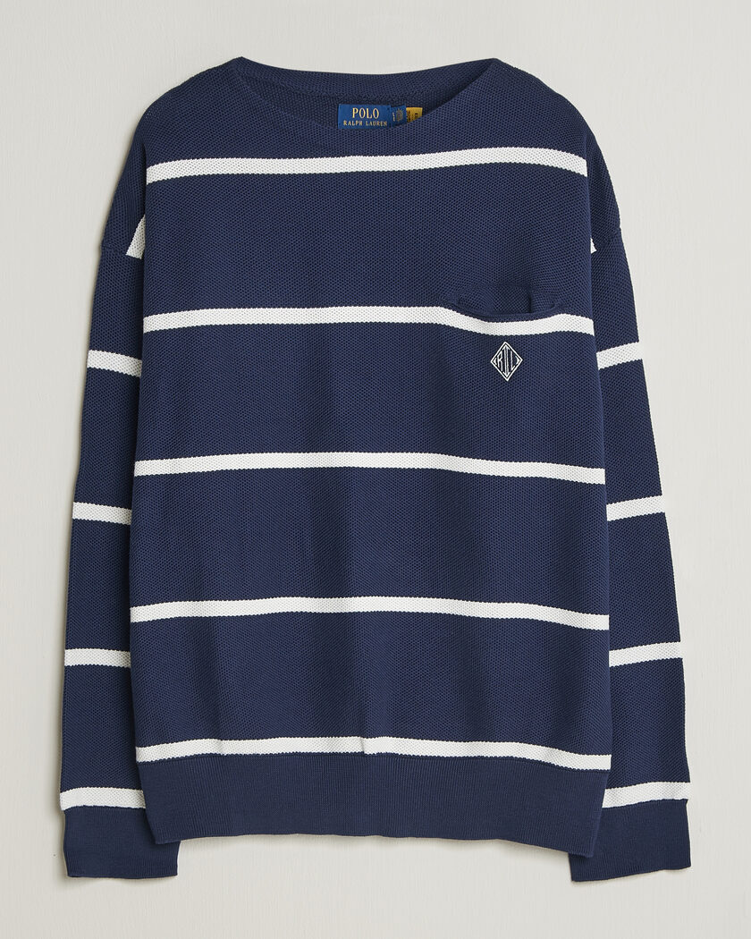 Polo Ralph Lauren Striped Boat Neck Sweater Navy Combo – Blå