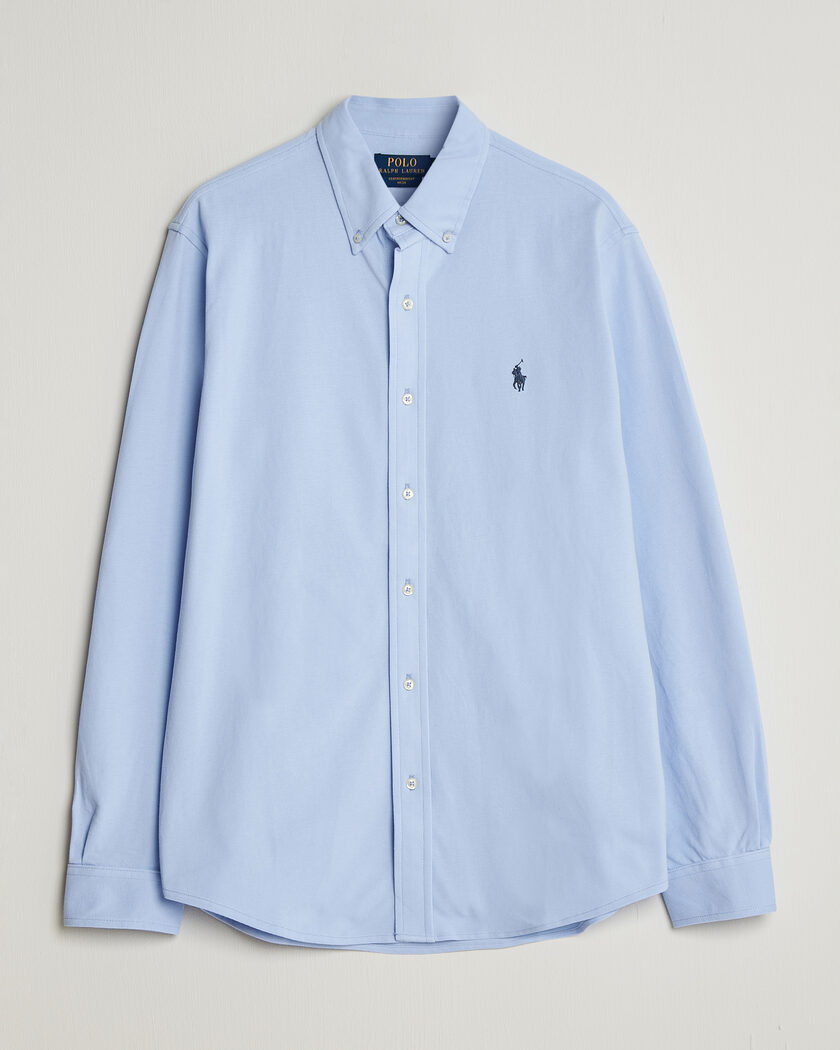 Polo Ralph Lauren Featherweight Mesh Shirt Pebble Blue – Blå