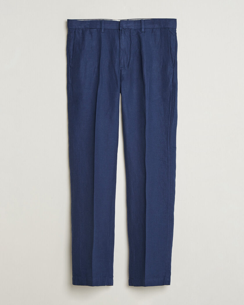 Polo Ralph Lauren Cotton/Linen Houndstooth Pants Newport Navy – Blå