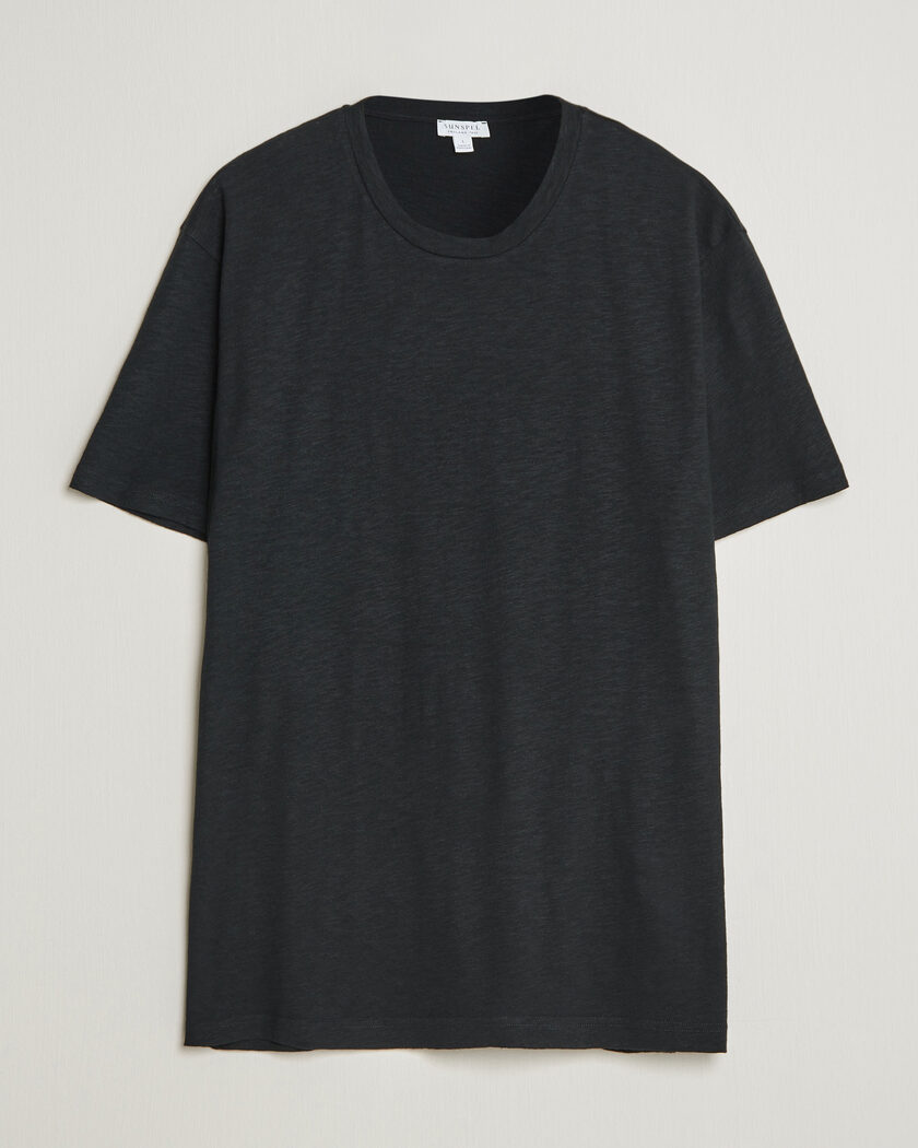 Sunspel Pima Cotton/Linen T-Shirt Black – Svart