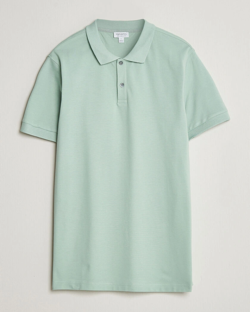 Sunspel Short Sleeve Pique Polo Laurel Green – Grønn