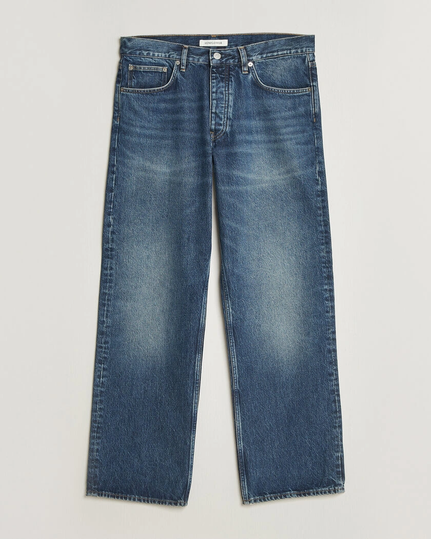 Sunflower Loose Jeans Dark Blue Worn – Blå