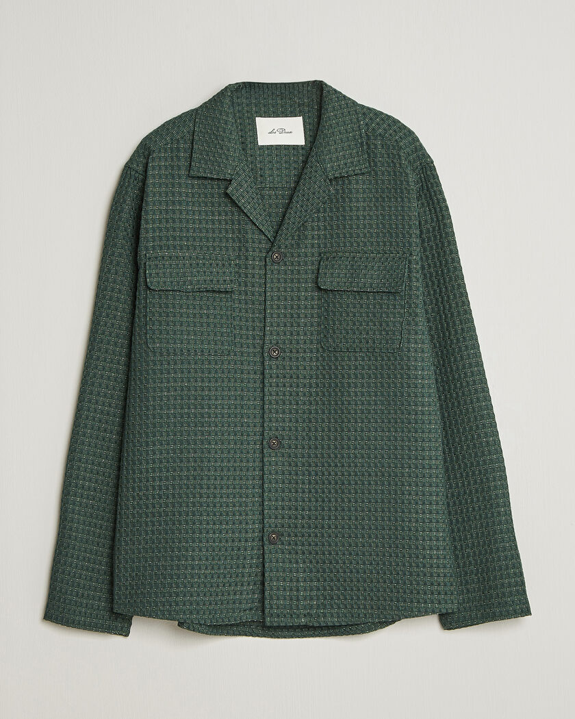 Les Deux Check Seersucker Overshirt Pine Green – Grønn