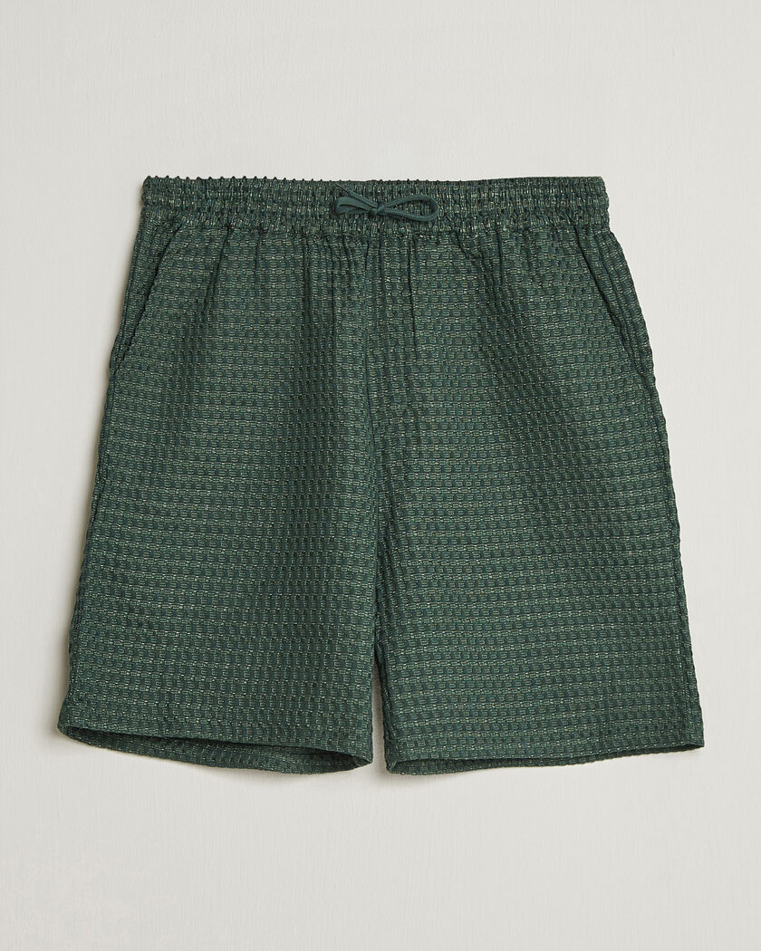 LES DEUX Check Seersucker Casual Shorts Pine Green – Grønn