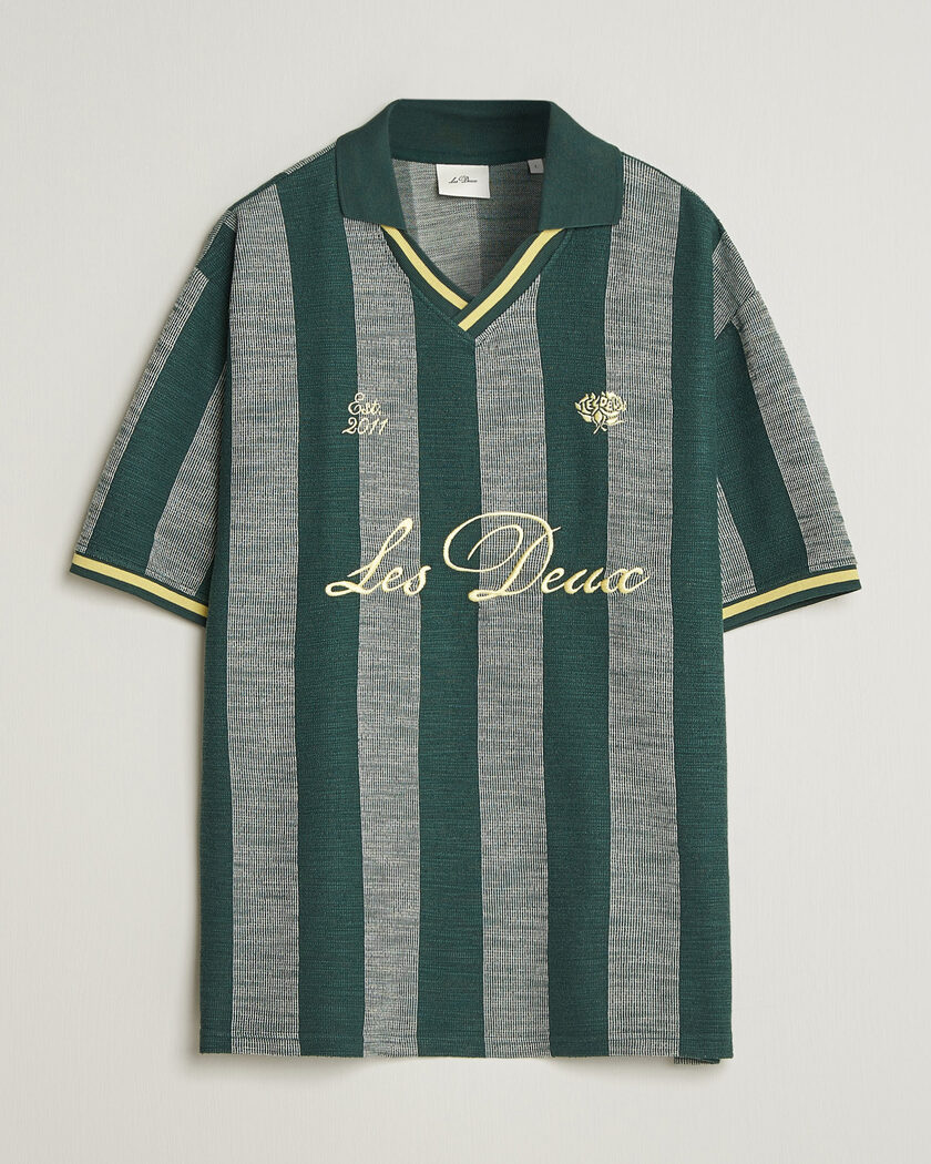LES DEUX Stripe Jacquard Football Jersey Pine Green – Grønn