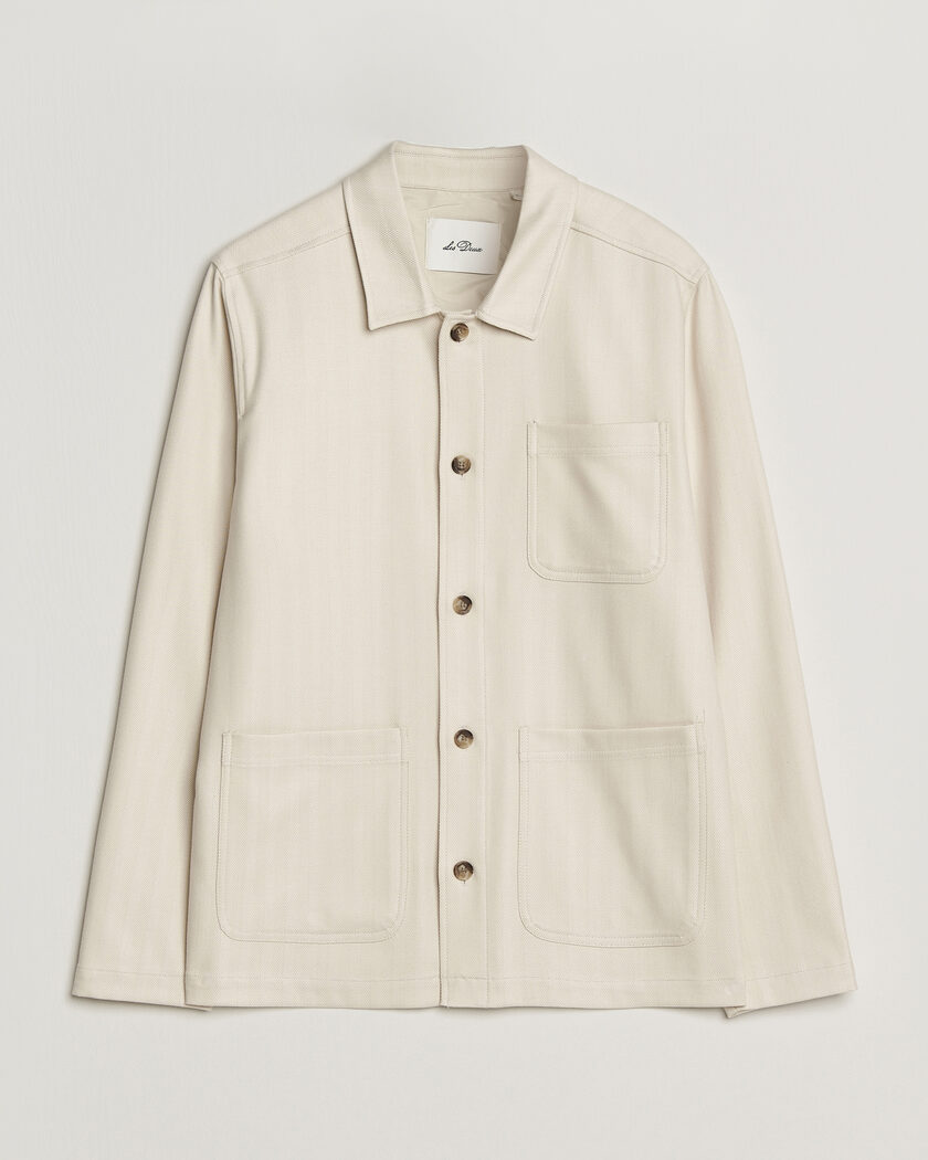 LES DEUX Herringbone Overshirt Ivory – Hvit