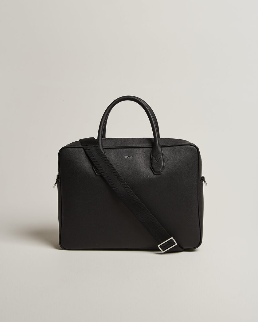 BOSS BLACK Northon Leather Document Case Black – Svart