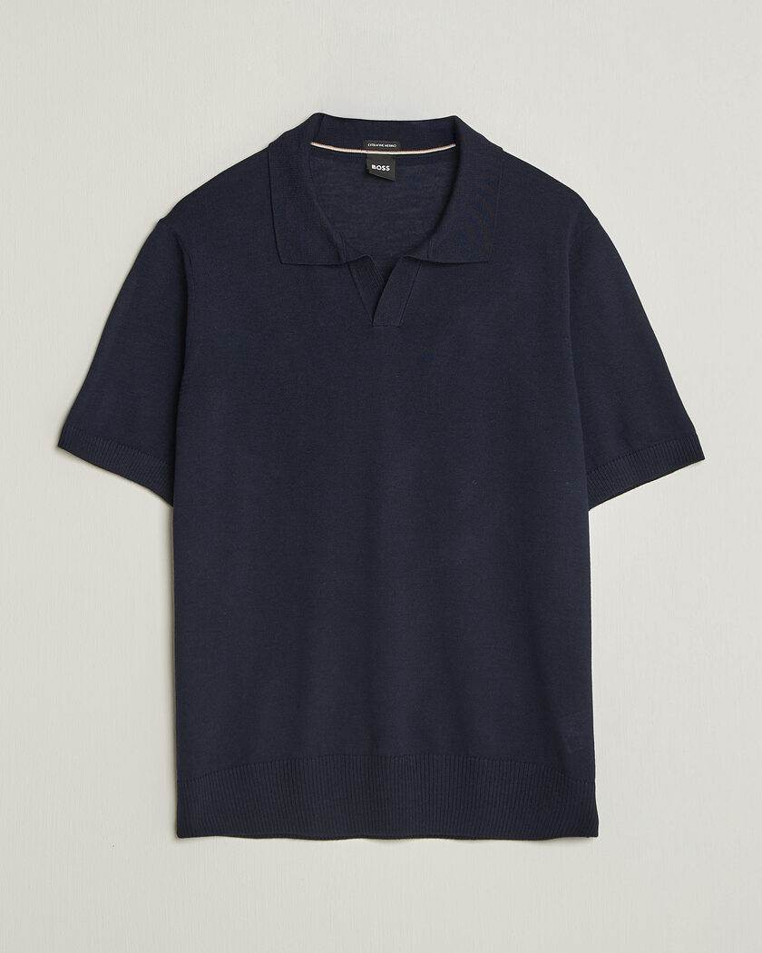 BOSS BLACK Lantoni Knitted Polo Dark Blue – Blå