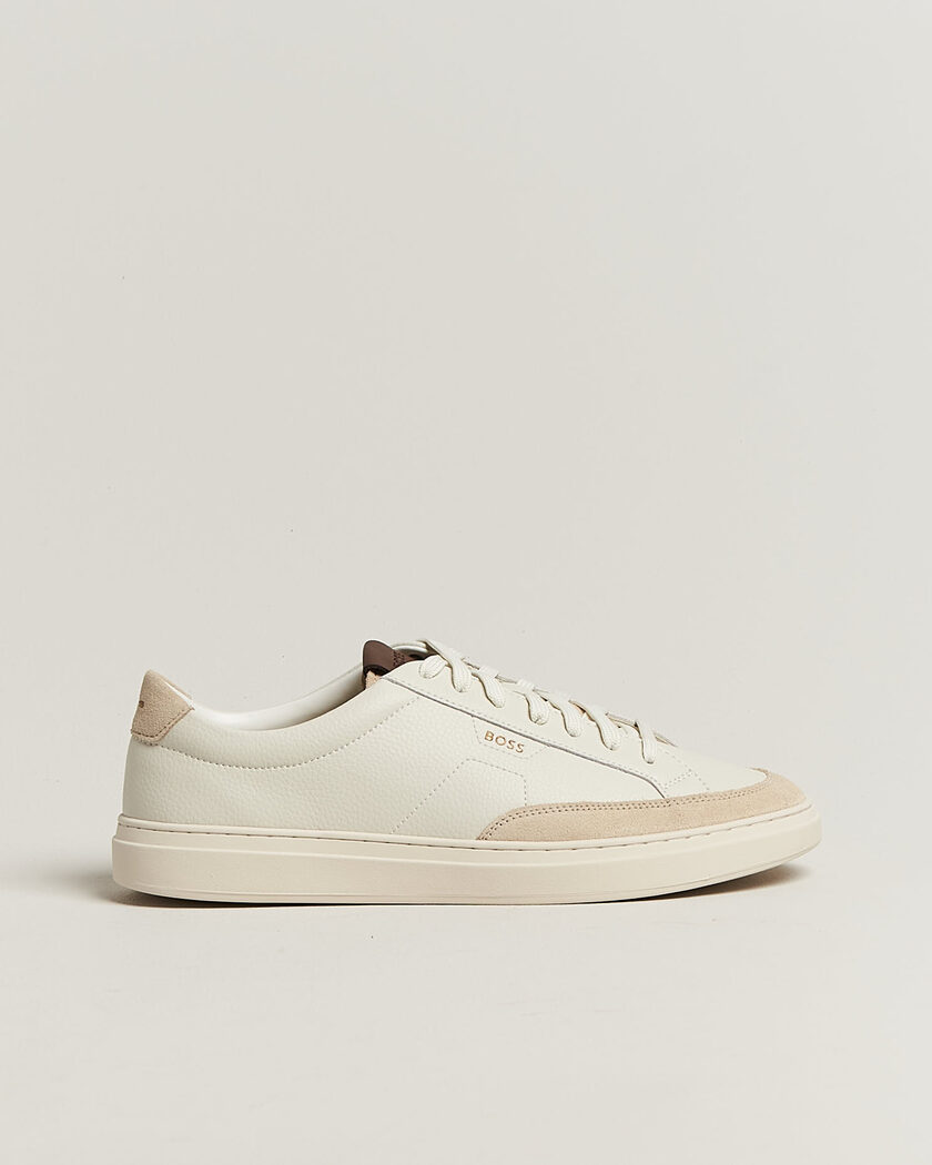 BOSS BLACK Kieran Leather/Suede Sneaker Open White – Hvit