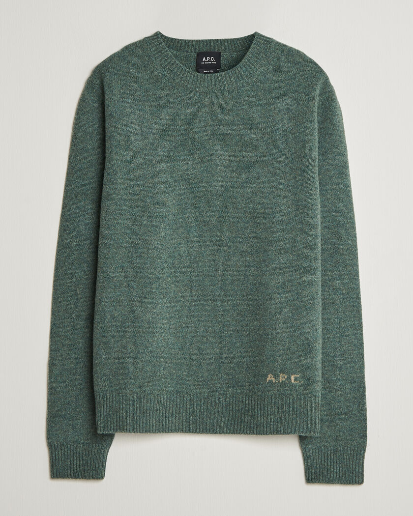 A.P.C. Edmond Wool Knitted Sweater Green Melange – Grønn