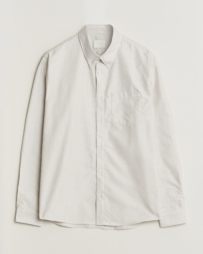 A.P.C. Greg Striped Oxford Shirt Beige/White – Flerfarget