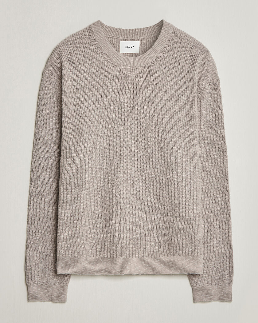 NN07 Russell Cotton Knitted Sweater Moon Dust – Grå