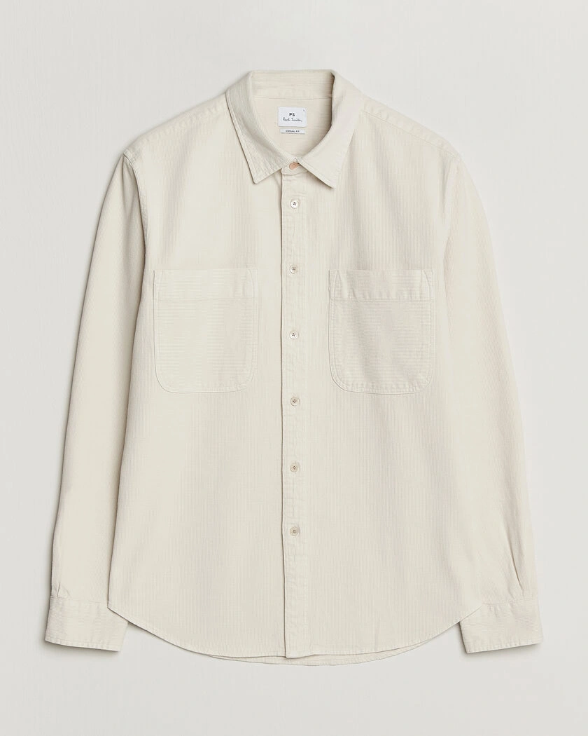 PS Paul Smith Casual Fit Cotton Overshirt Off White – Hvit