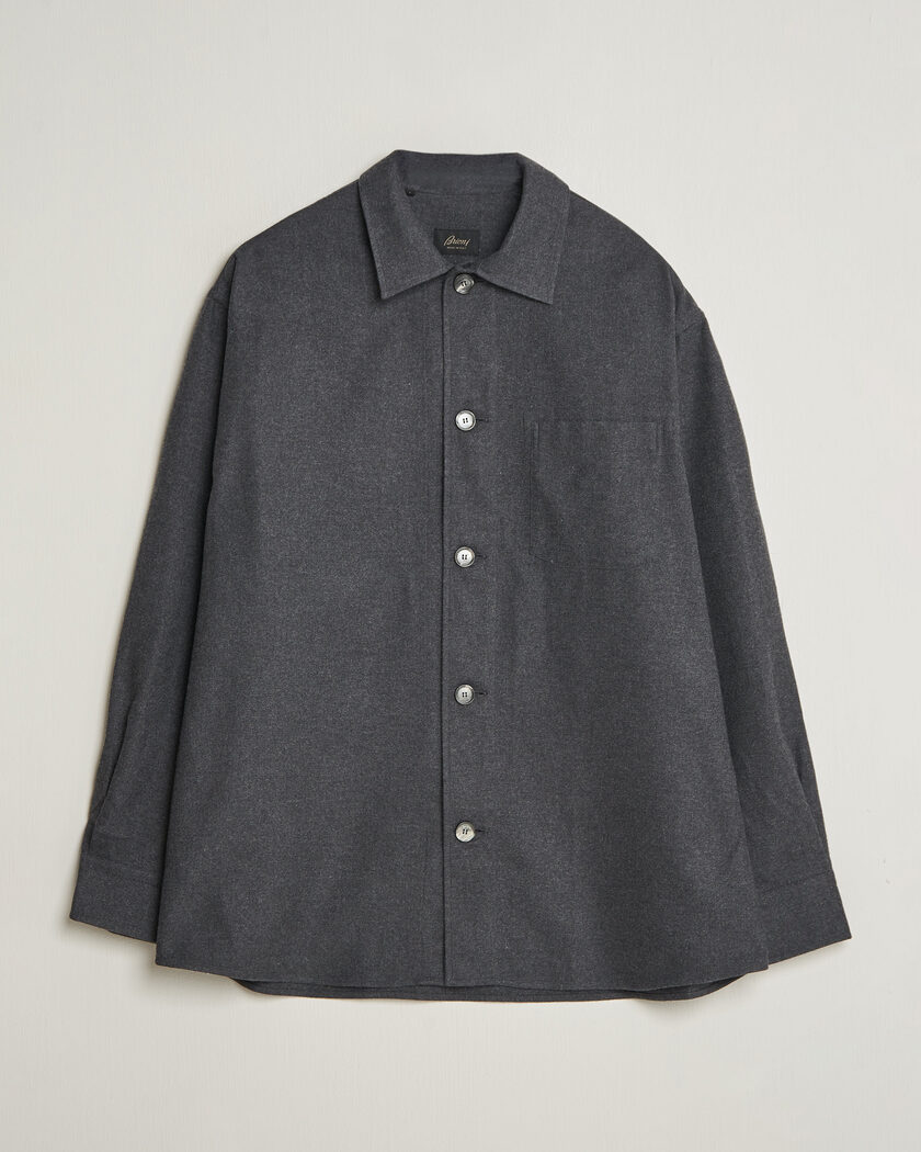 Brioni Cotton/Cashmere Overshirt Grey Melange – Grå