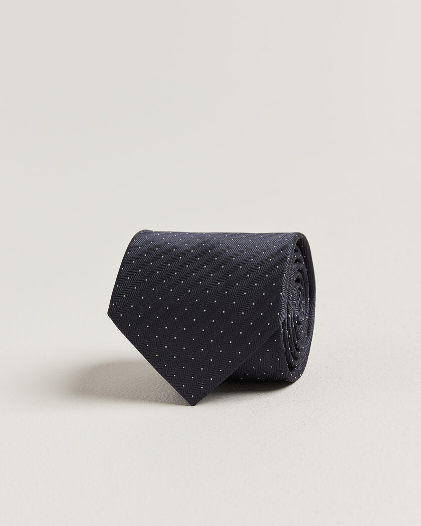 Brioni Jacquard Dot Silk Tie Navy – Blå