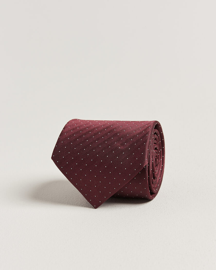 Brioni Jacquard Dot Silk Tie Burgundy – Rød