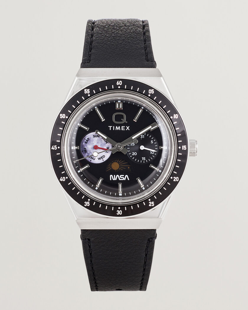 Timex Q Timex x NASA Luminous Leather Strap 40mm Black Dial