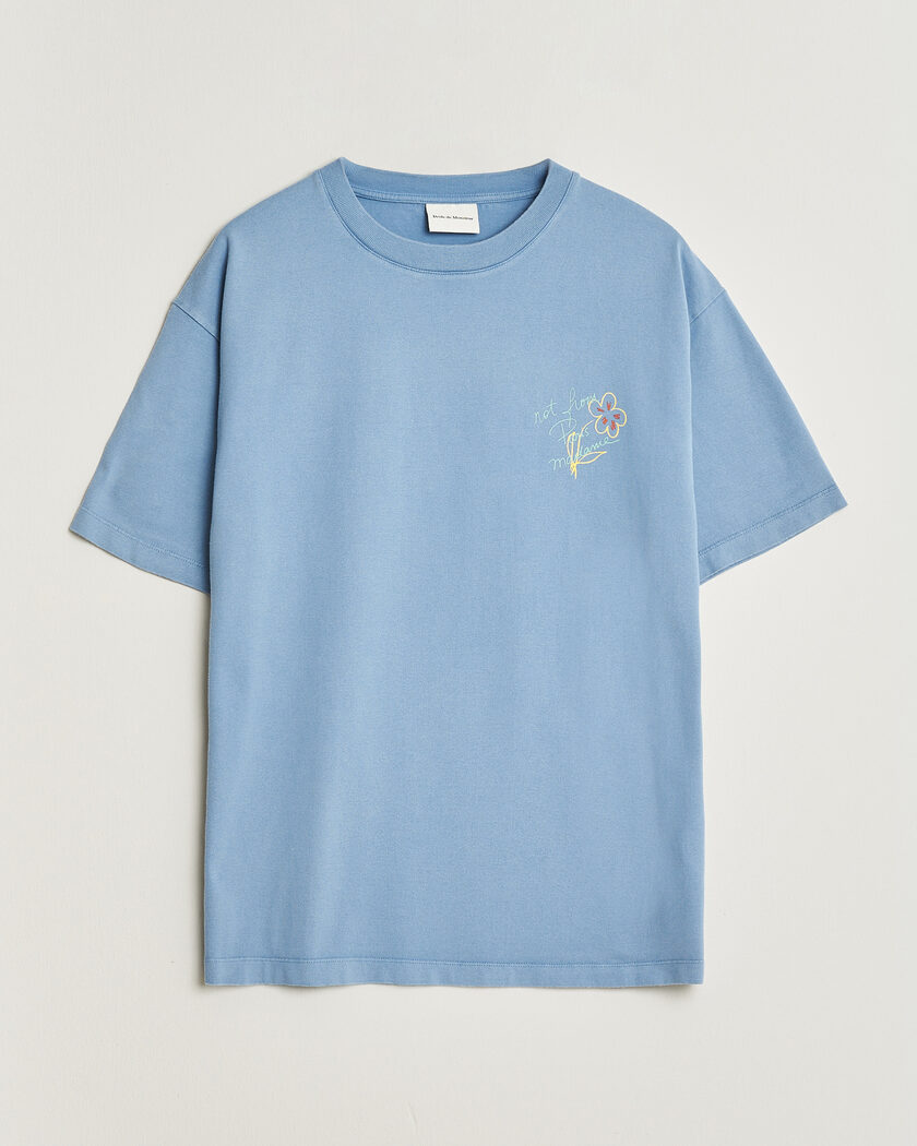 Drôle de Monsieur Esquisse Slogan T-shirt Light Blue – Blå