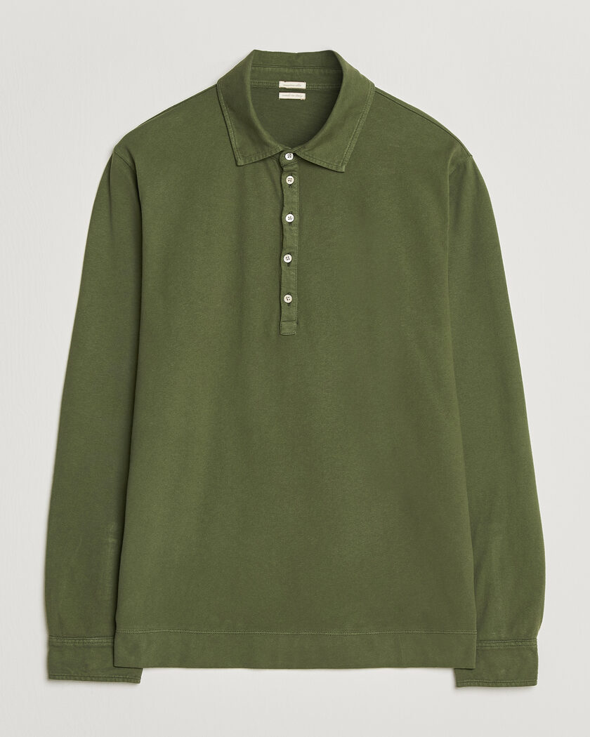 Massimo Alba Raya Long Sleeve Polo Moss Green – Grønn