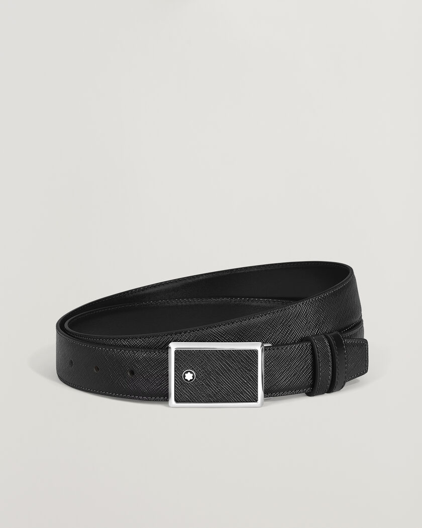 Montblanc Buckle 30mm Leather Belt Black – Svart