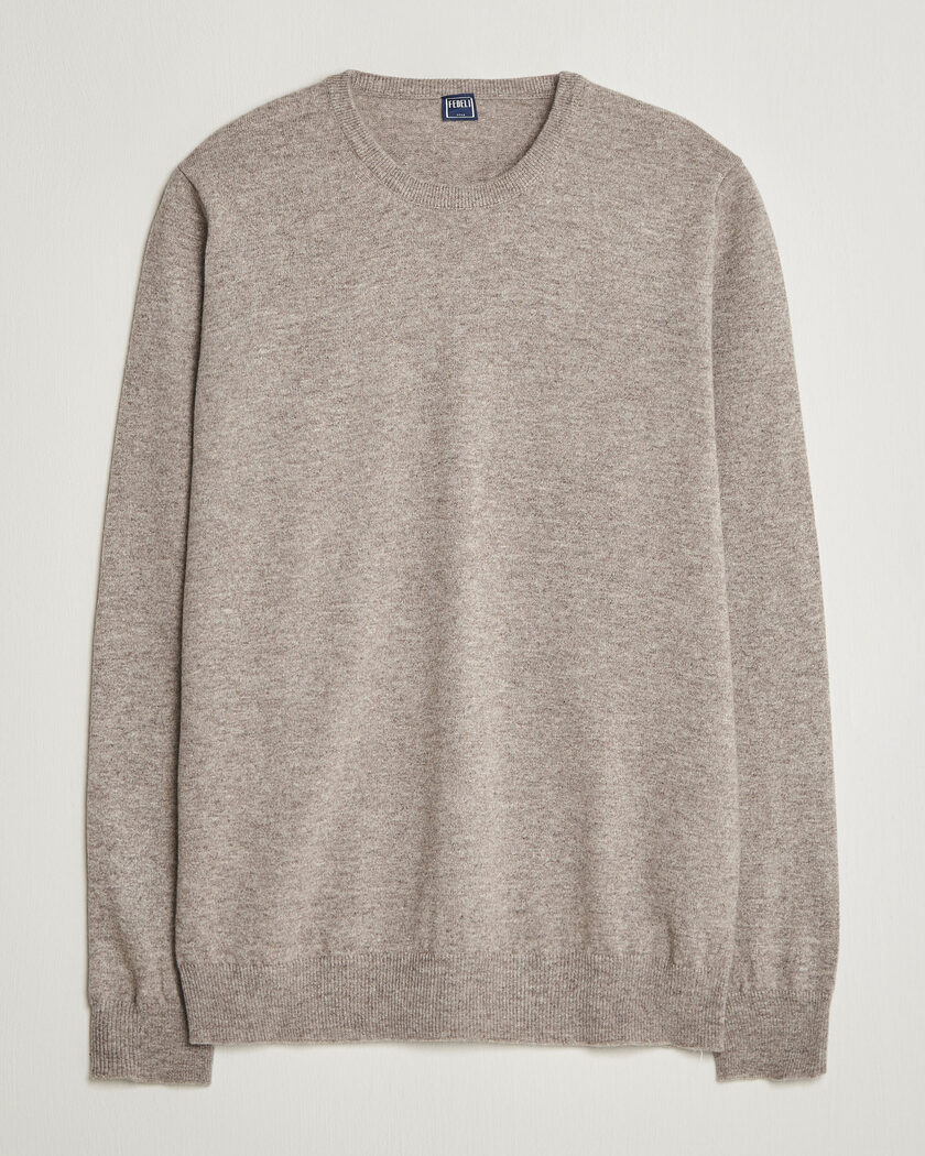 Fedeli Pure Cashmere Crew Neck Beige Melange – Beige