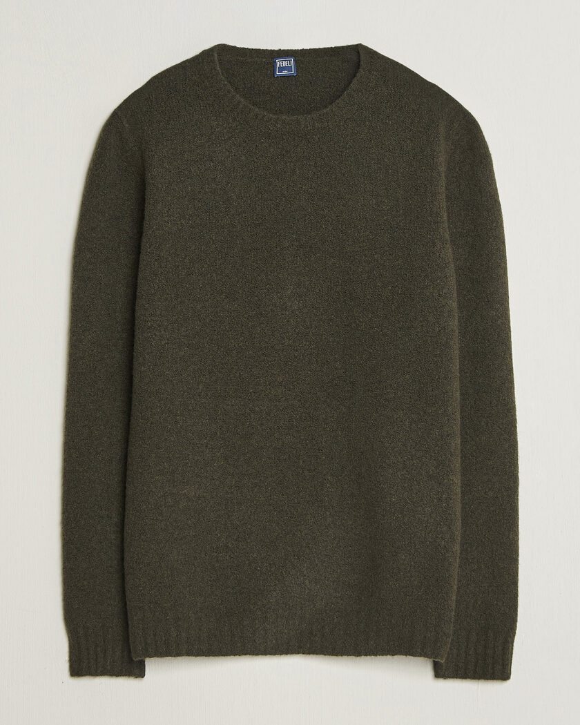Fedeli Cashmere Blend Boucle Sweater Forest Green – Grønn