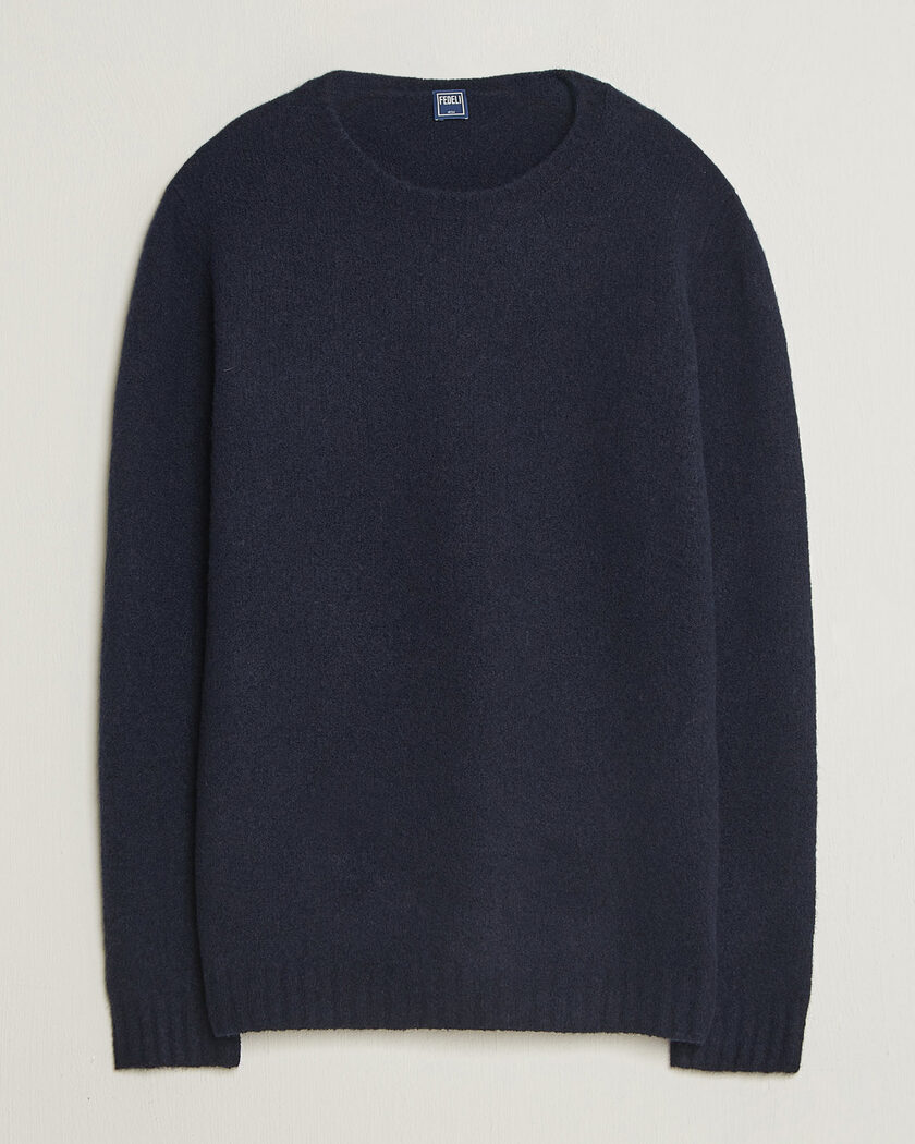 Fedeli Cashmere Blend Boucle Sweater Navy – Blå