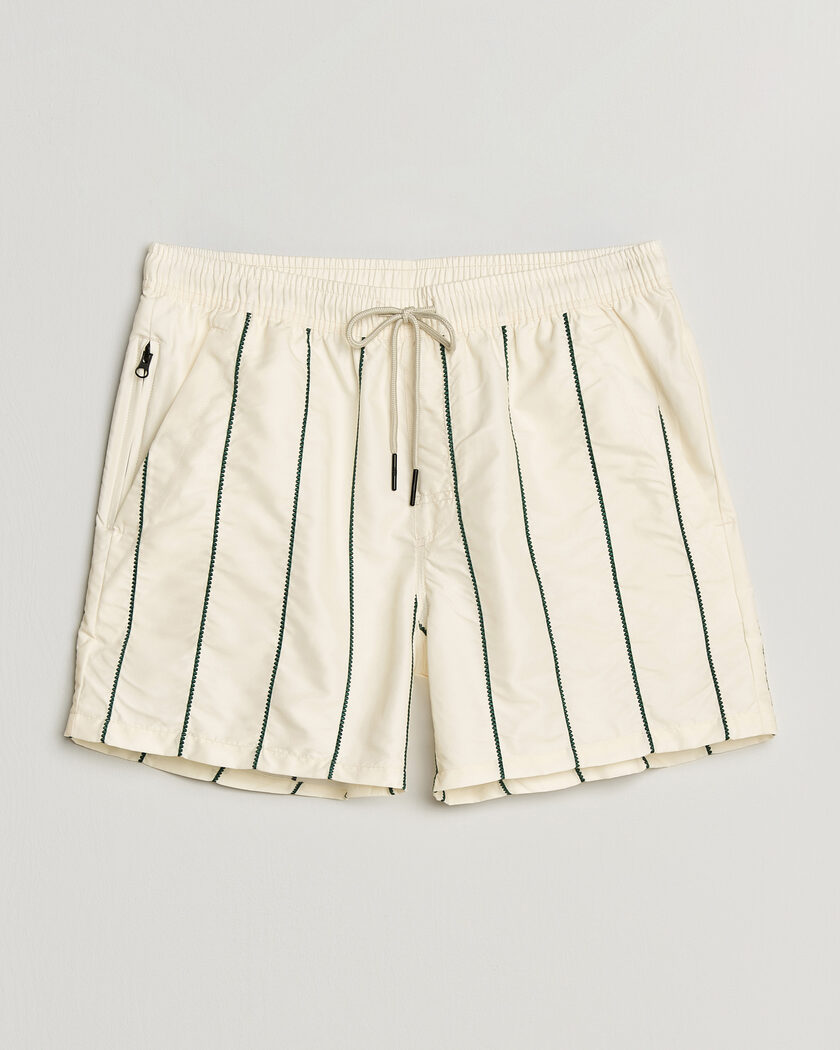 OAS Printed Swimshorts White/Green – Hvit