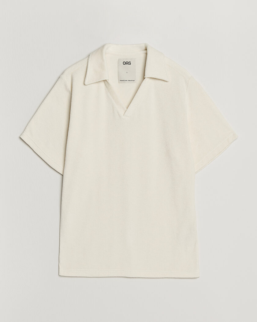 OAS Serif Regular Fit Terry Open Collar Polo Ecru – Hvit