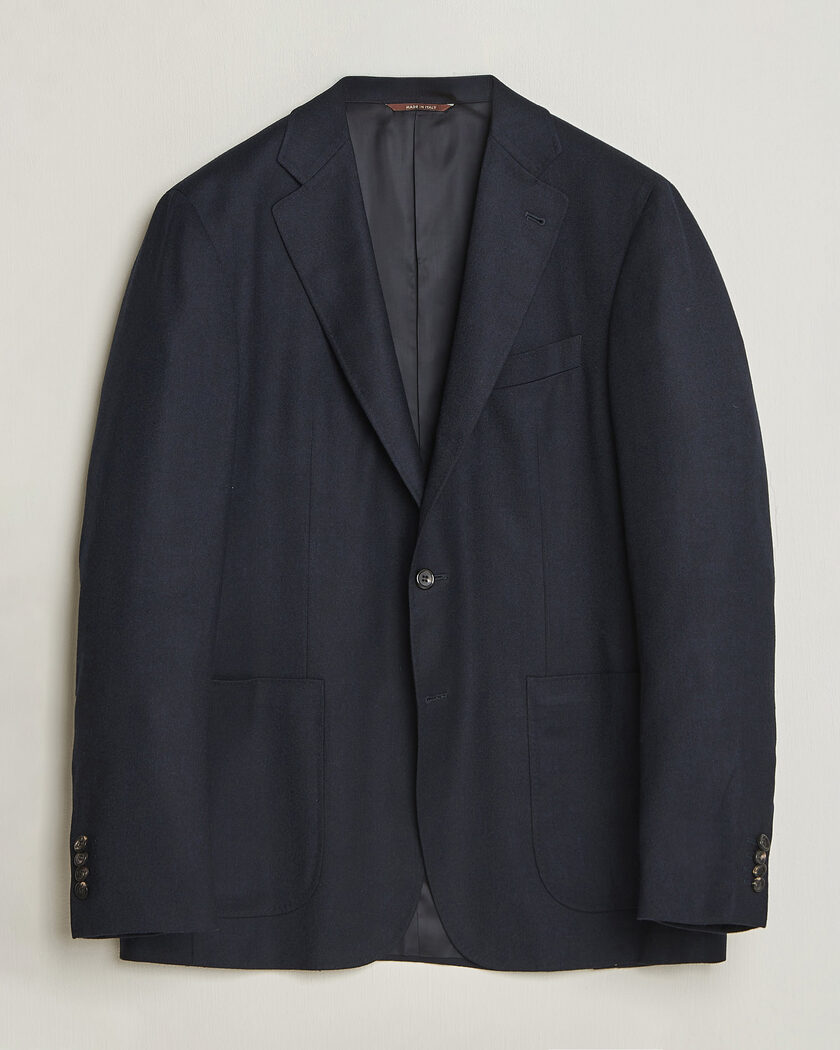  Canali Kei Impeccabile Flannel Blazer Navy – Blå