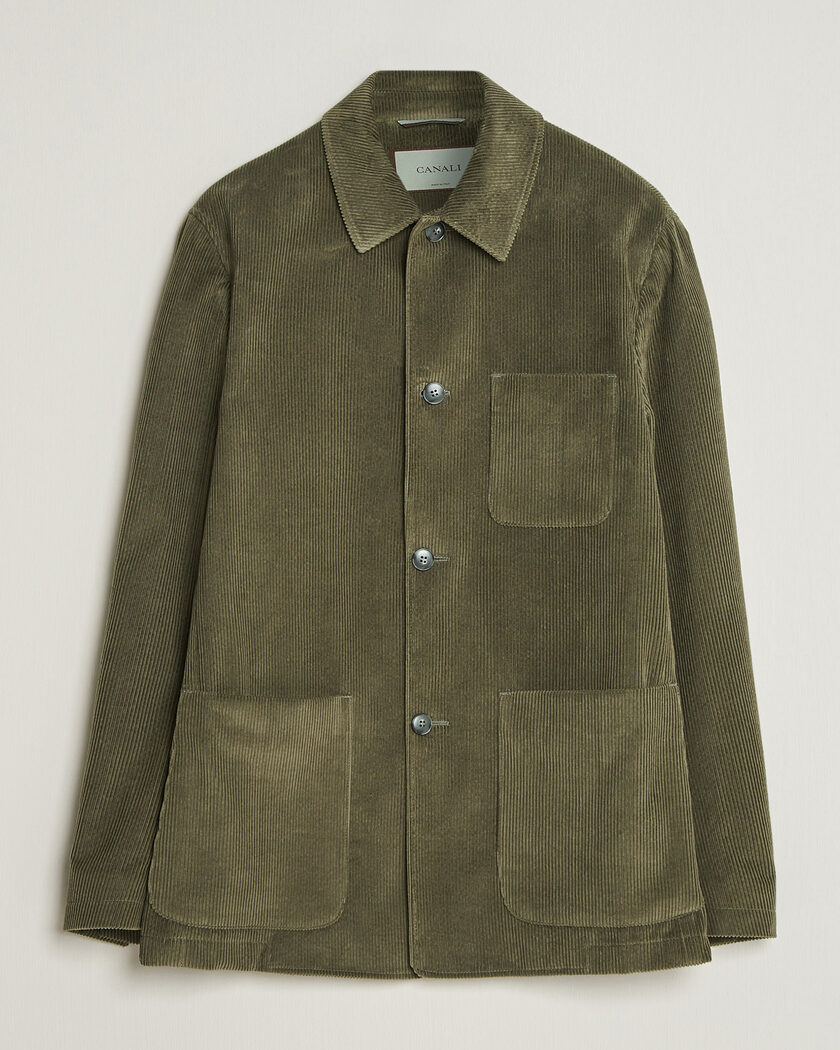 Canali Corduroy Chore Jacket Olive – Grønn