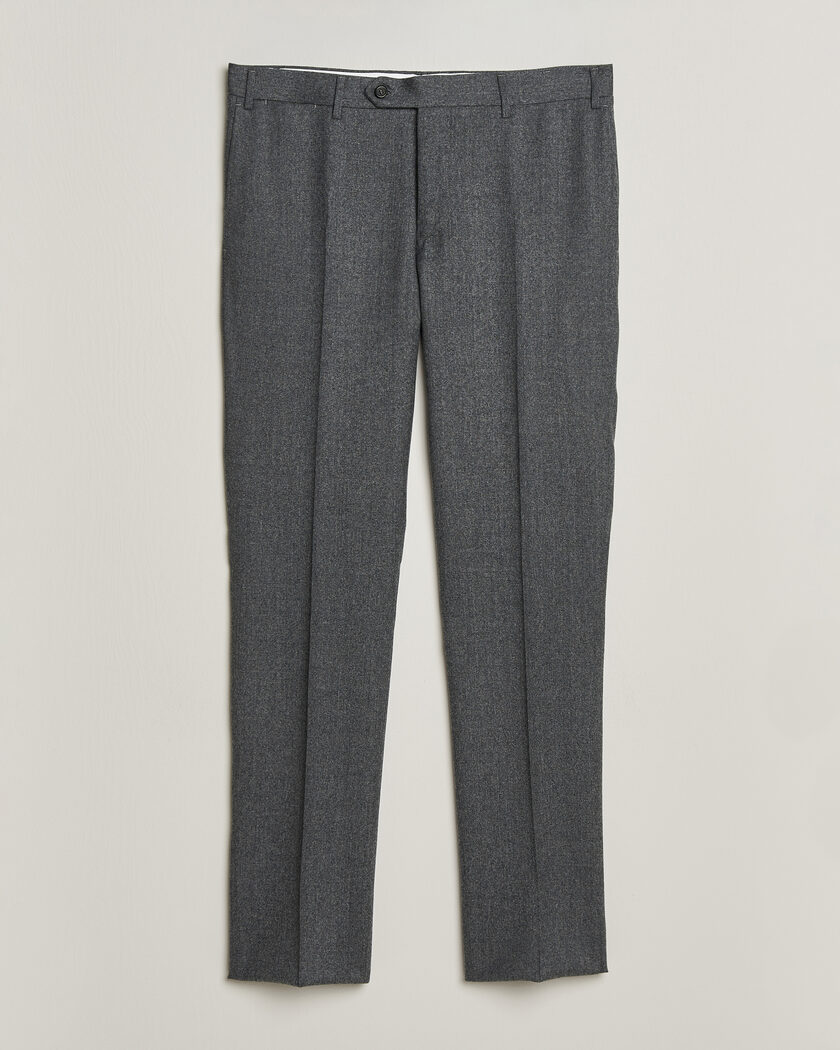 Canali Slim Fit Flannel Trousers Grey Melange – Grå